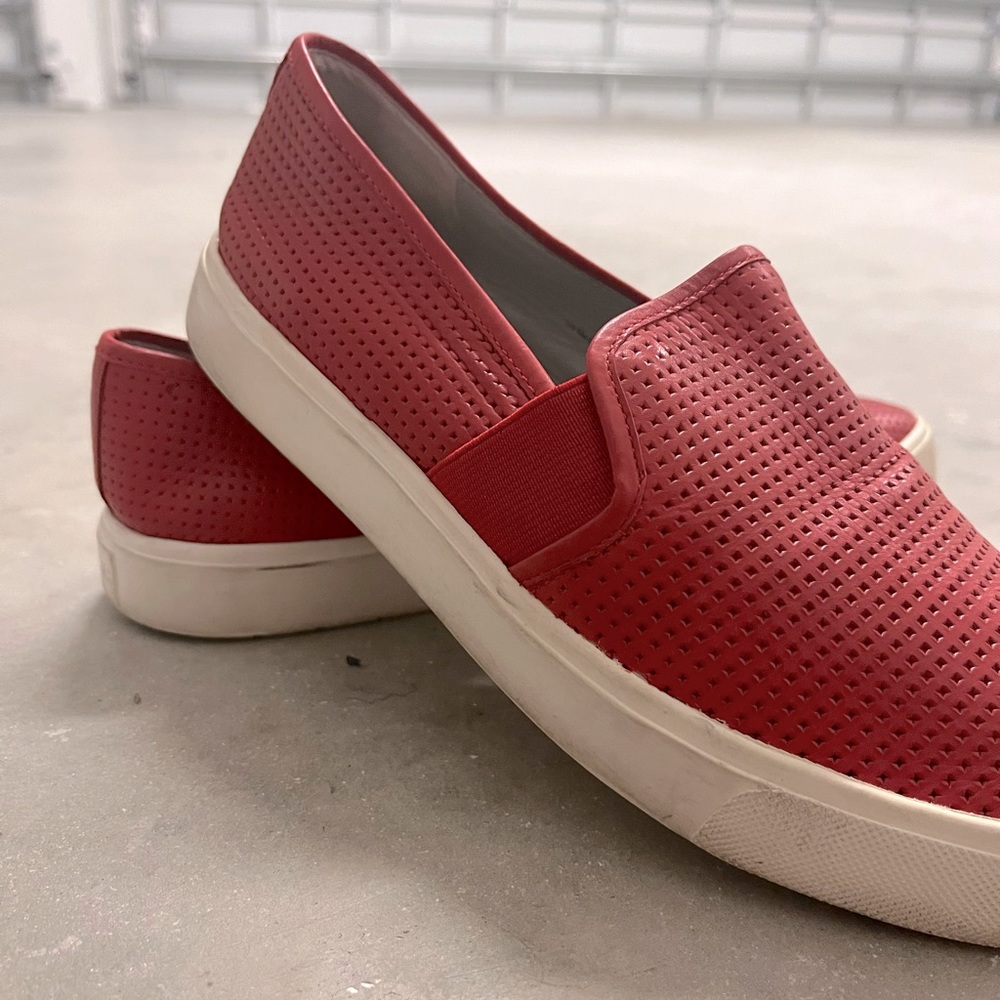 VINCE. Blair Perforated Slip-On Rare Red Sneakers